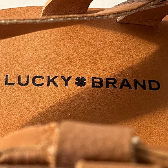 LUCKY BRAND Brown Leather "Hecilia" Ankle Strap Wedge Sandals Women's Size 8.5M - Picture 6 of 12